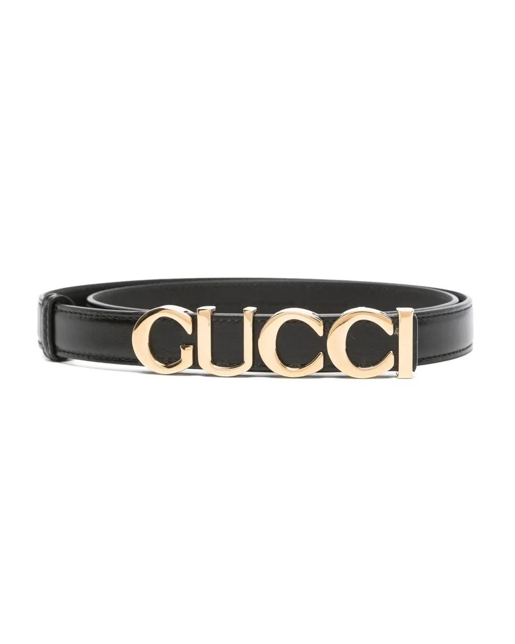 Gucci White Logo-Buckle Thin Belt