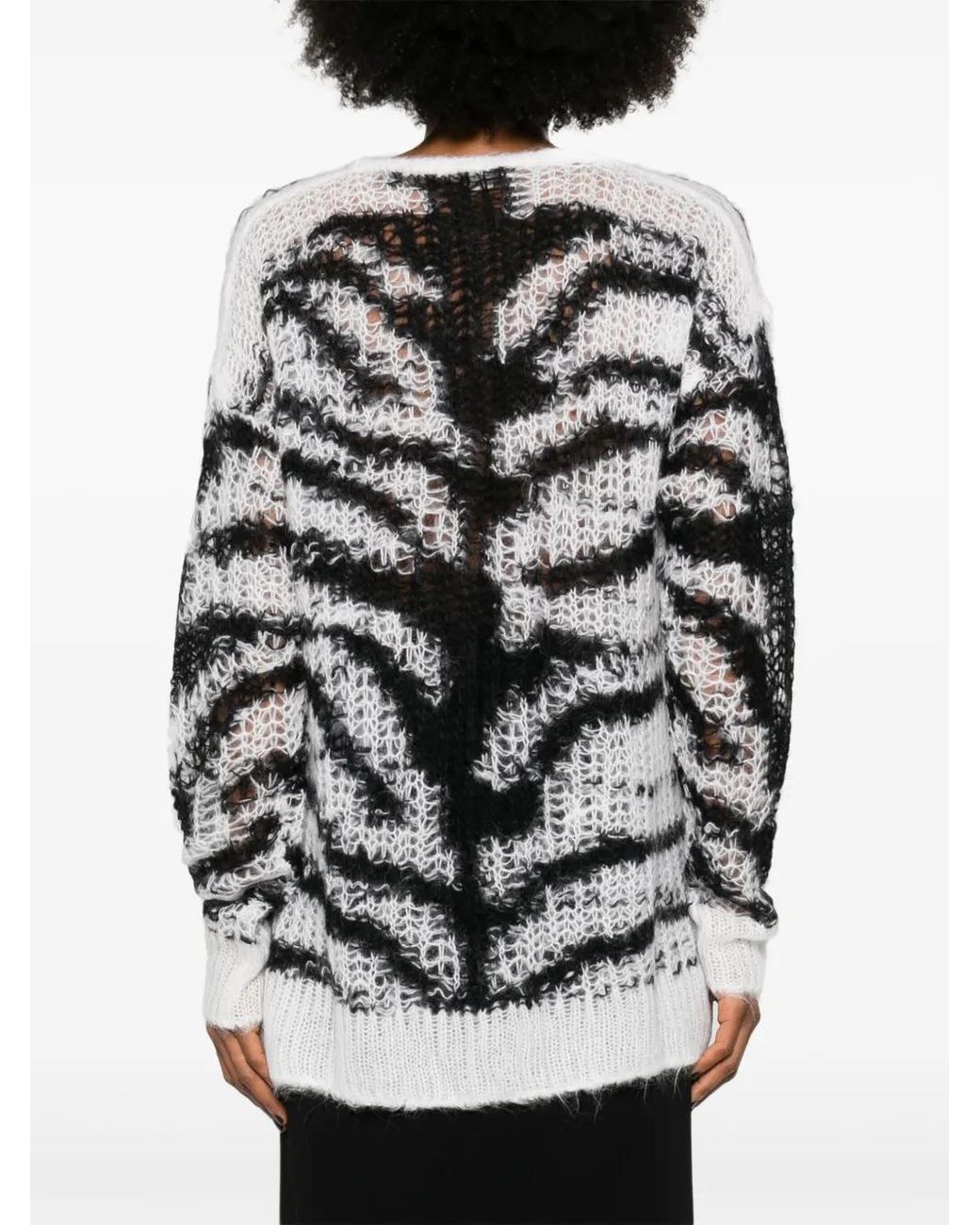 Stella McCartney Gray Tiger-Pattern Open-Knit Jumper