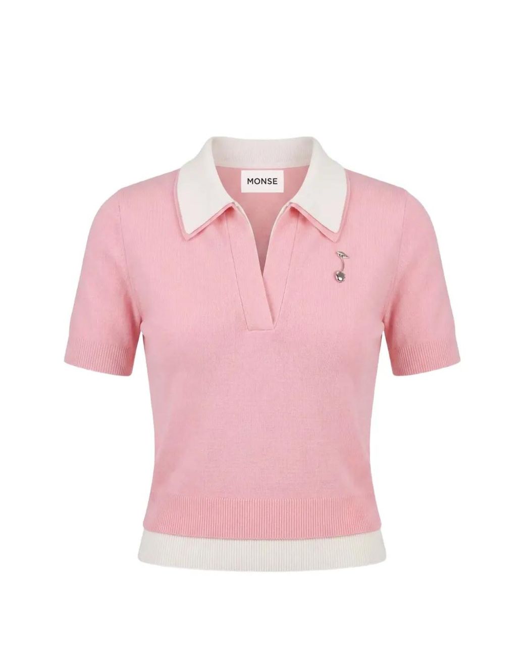 Monse Pink Double-Collar Polo Top