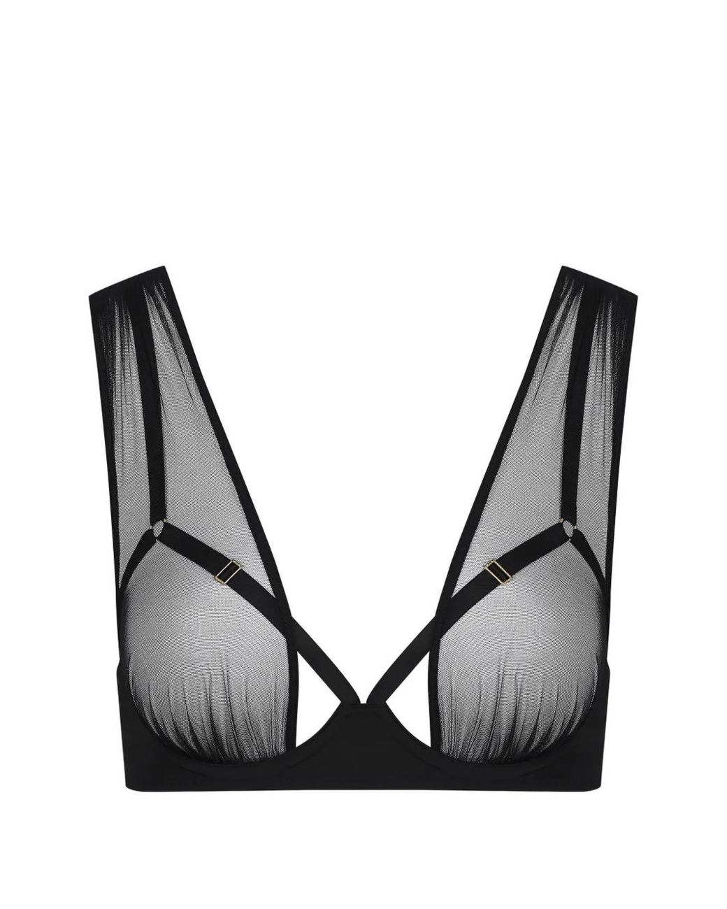 Scandale Black Nuit Fauve Mesh-Panel Bra