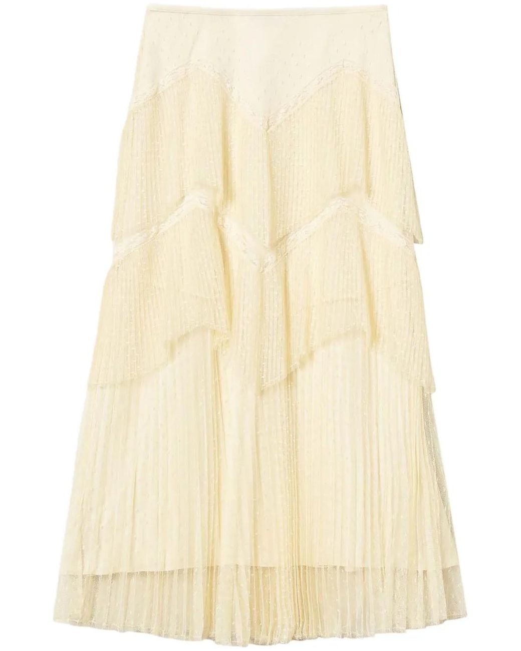 Twinset Natural Pleated Tulle Maxi Skirt