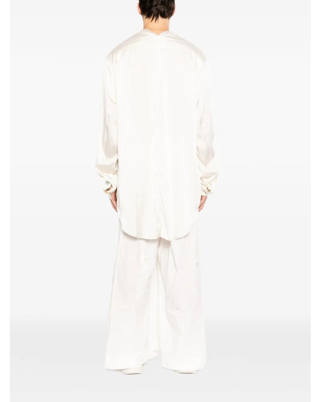 Julius White Slit Neck Shirt for men