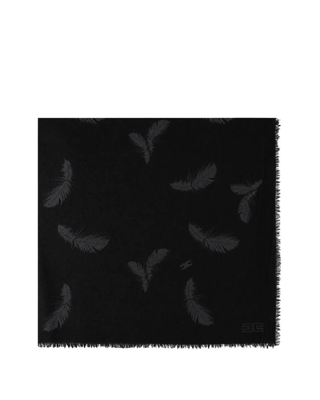 Elisabetta Franchi Black Wool And Cashmere Foulard Scarf