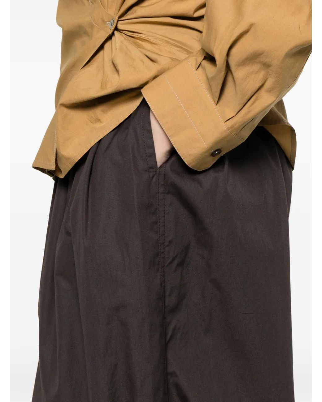 Mark Kenly Domino Tan Brown Paily Drawstring Trousers