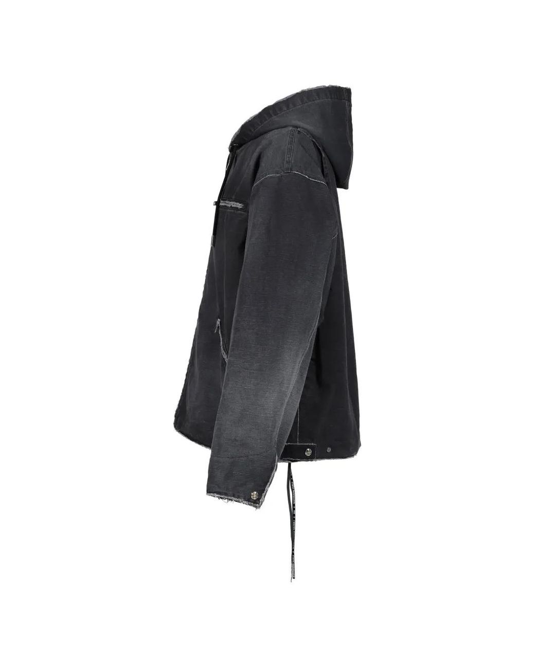 MASTERMIND WORLD Black Distressed Hooded Jacket for men