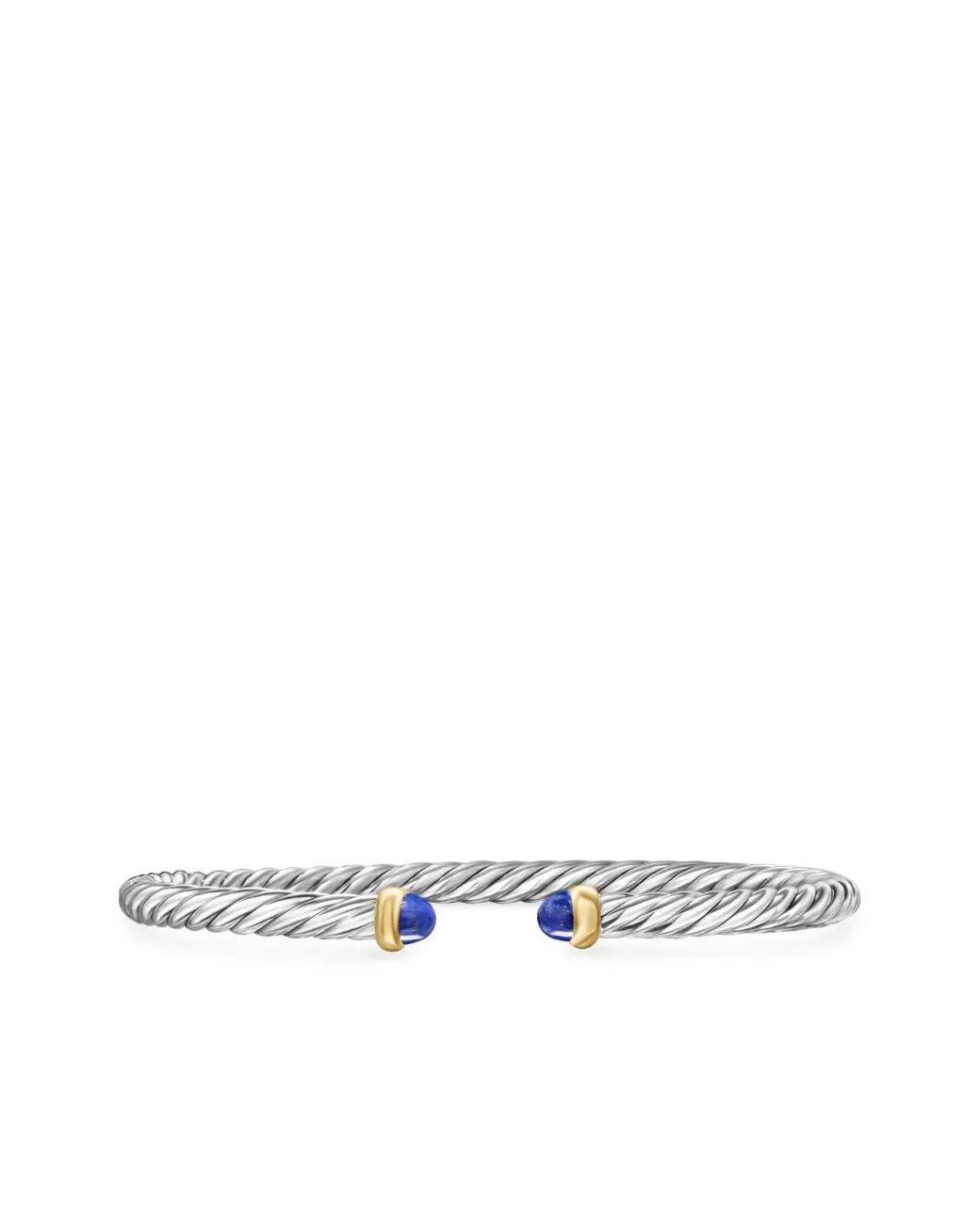 David Yurman White 14Kt And Sterling Modern Cable Lapis Lazuli Bracelet (4Mm)