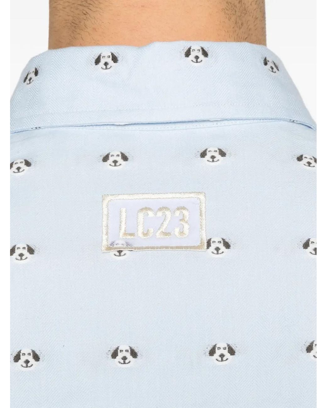 LC23 White Chest-Pocket Patterned Shirt for men