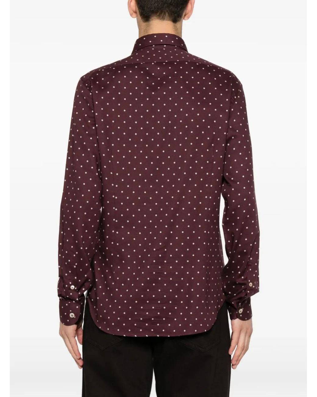 Eleventy Purple Polka-Dot Long-Sleeve Shirt for men