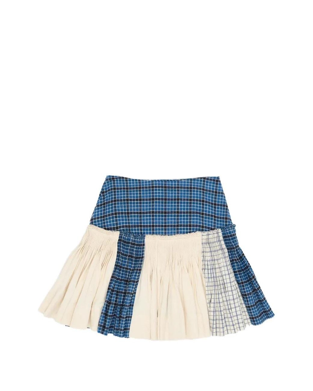 STORY mfg. Blue Check Pleated Mini Skirt