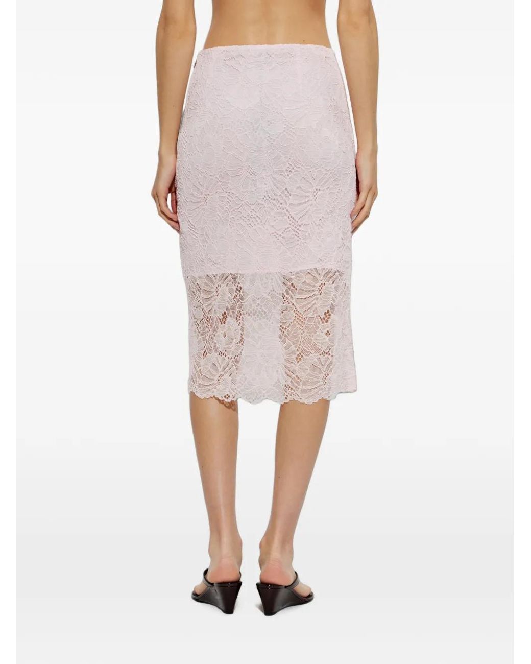ROTATE BIRGER CHRISTENSEN Pink Lace Midi Skirt