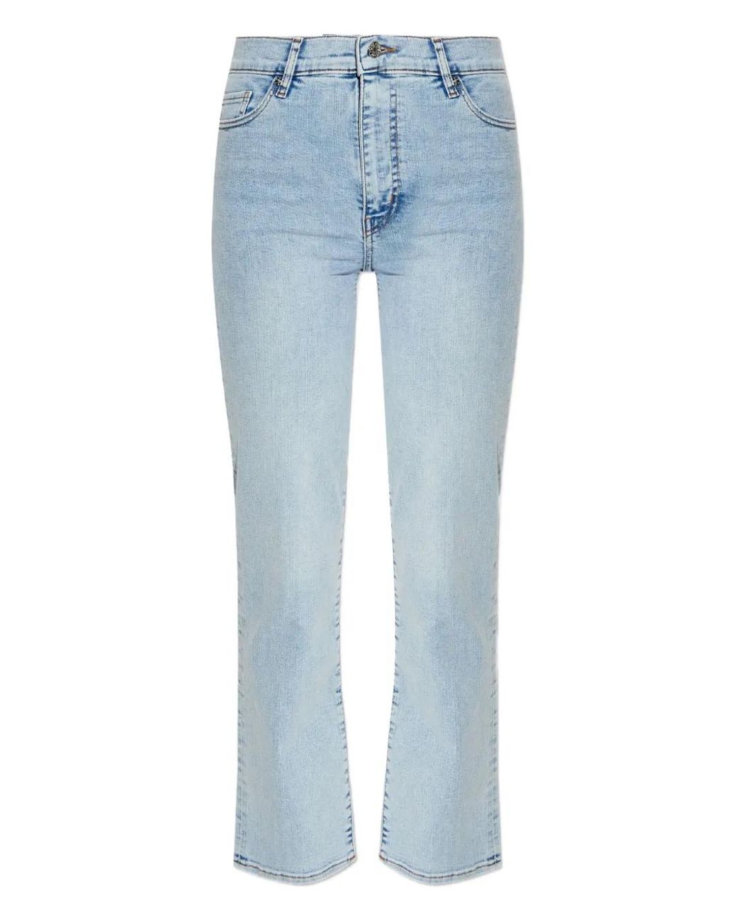 FRAME Blue Buttoned Straight-Leg Jeans