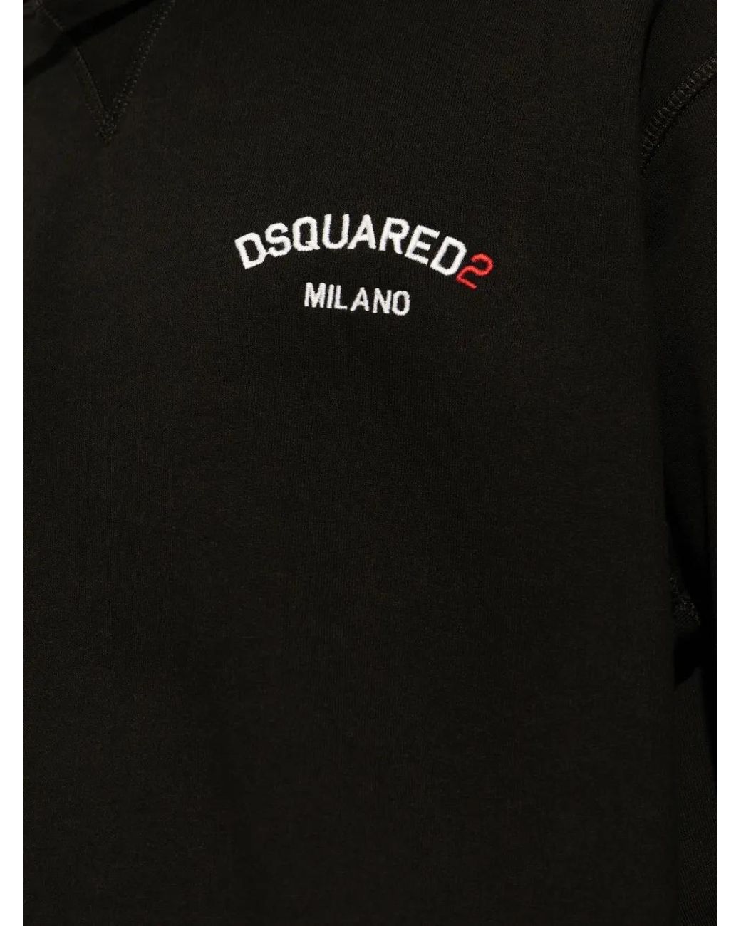 DSquared² Black Logo-Embroidered Cotton Hoodie for men