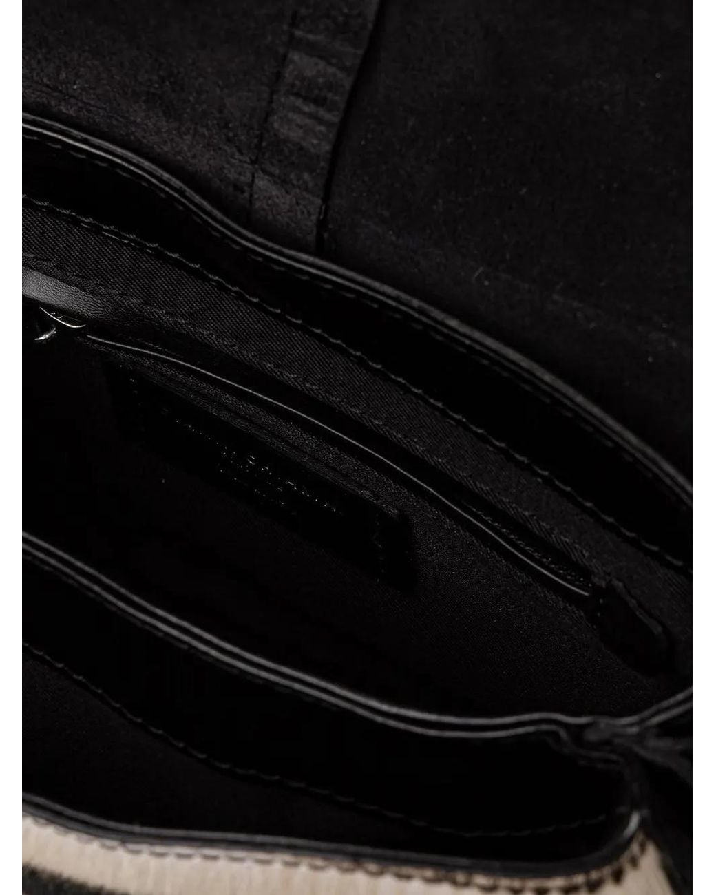 Gianni Chiarini Black Helena Zebra-Print Whipstitch Shoulder Bag