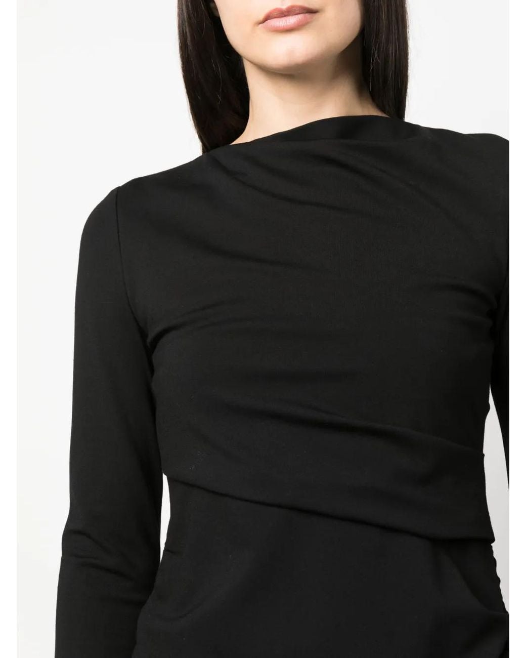 Dorothee Schumacher Black Ruched-Detail Long-Sleeve Top