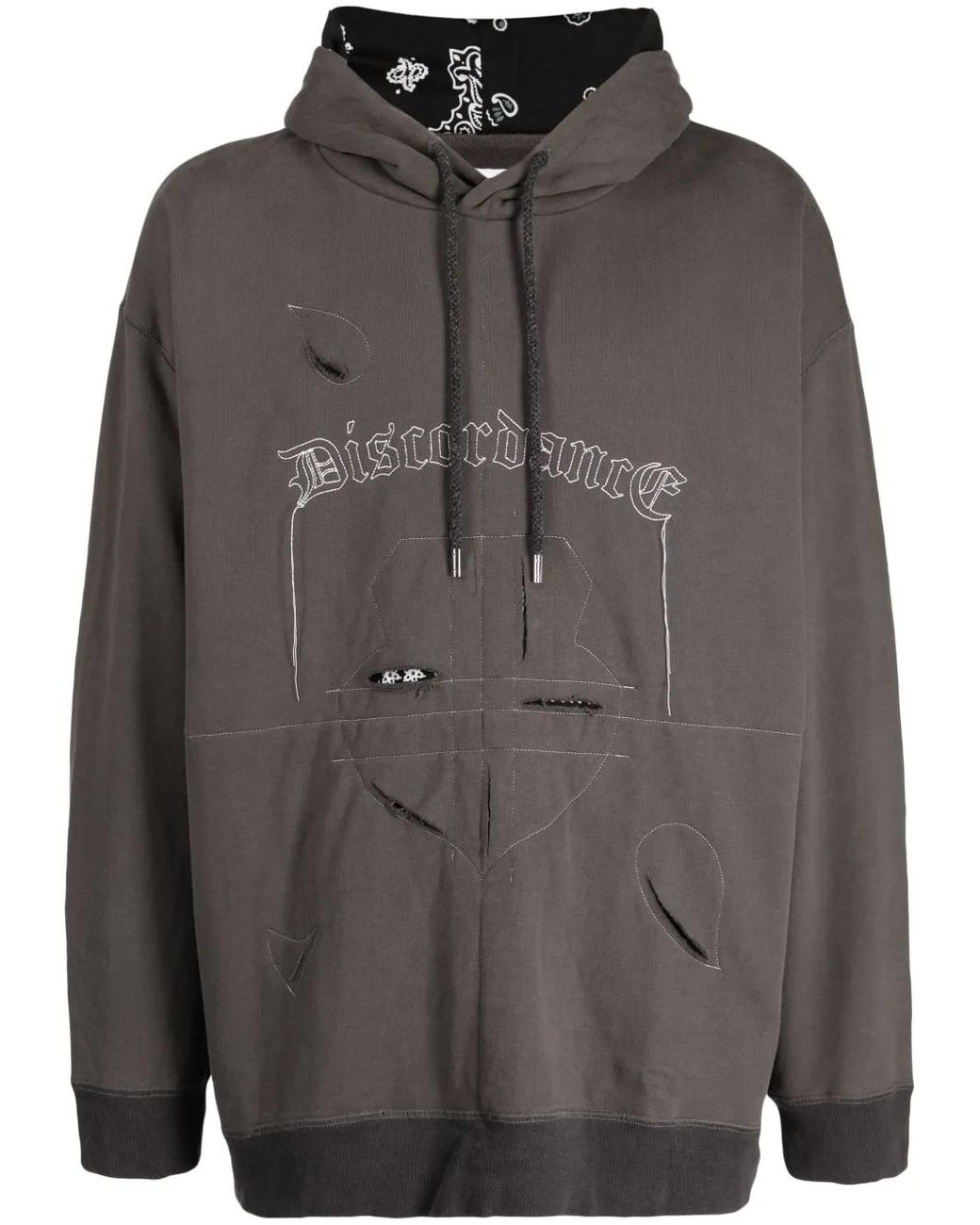 Children of the discordance Gray Logo-Embroidered Cotton Hoodie for men
