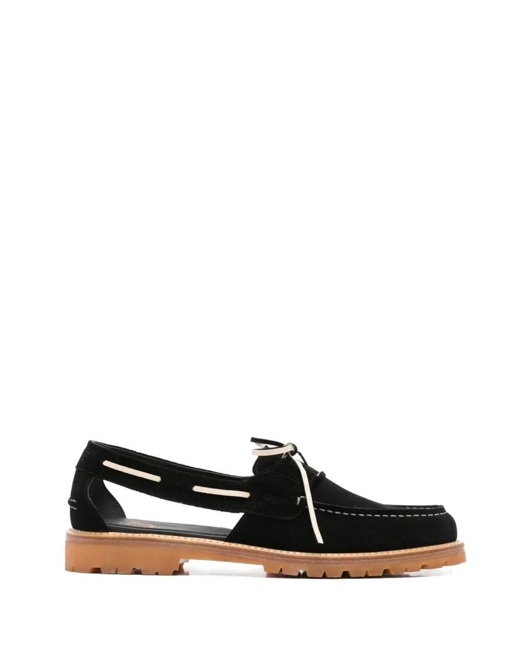 A Kind Of Guise Black Cut-Out Boat Shoes for men