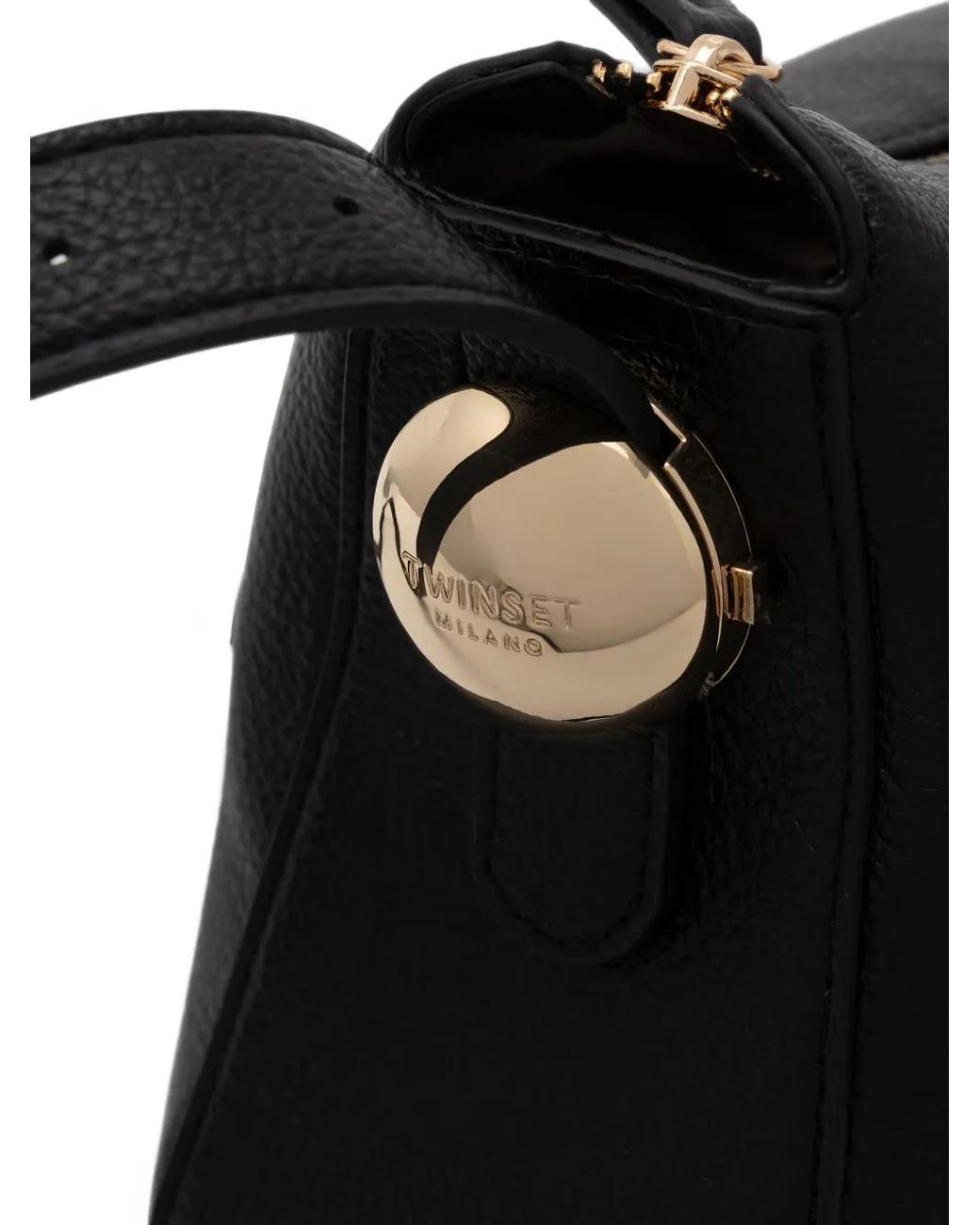 Twinset Black Sac Porté Épaule En Cuir À Plaque Logo