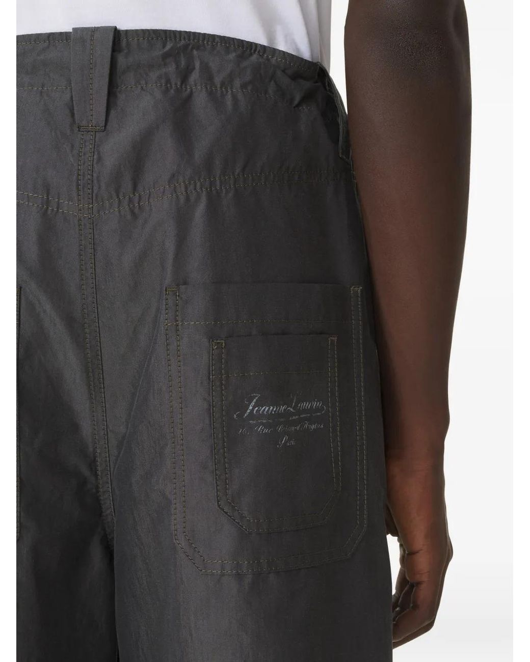 Lanvin Gray Drawstring Cotton Trousers for men