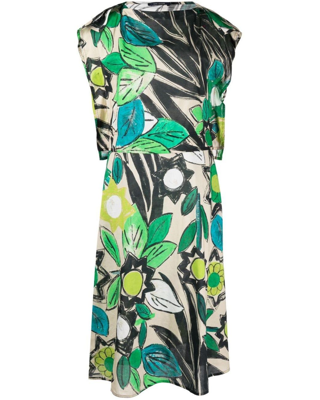 Sofie D'Hoore Floral-print Cotton Midi Dress in Green | Lyst