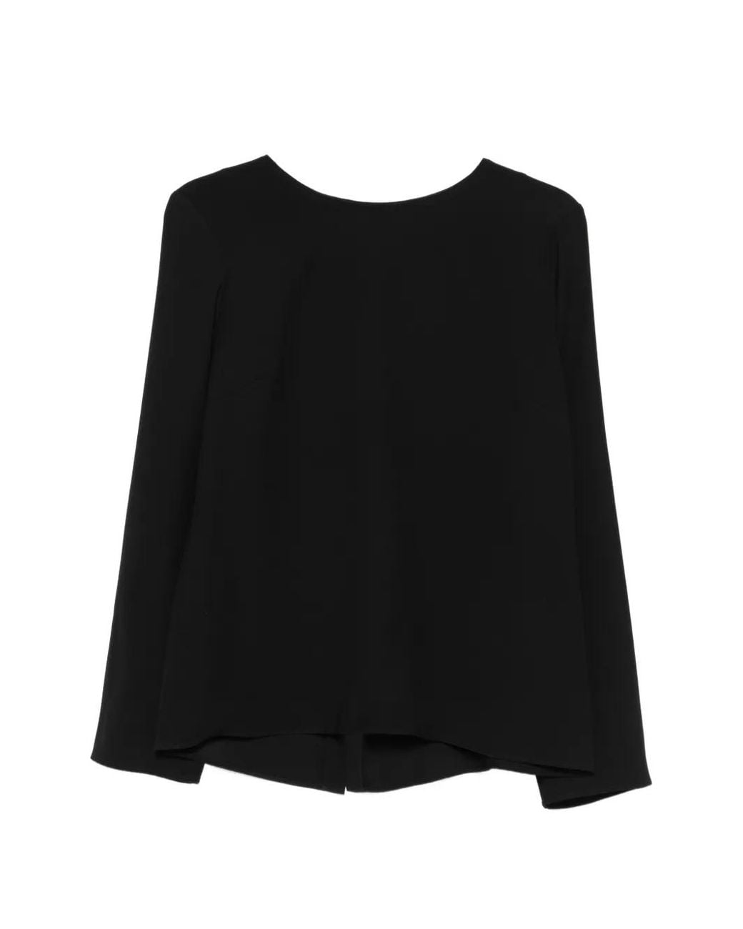 P.A.R.O.S.H. Black Long-Sleeve Boat-Neck Blouse