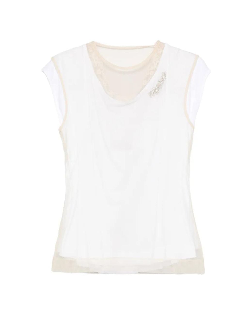 Simone Rocha White T-Shirt À Ourlet Contrastant