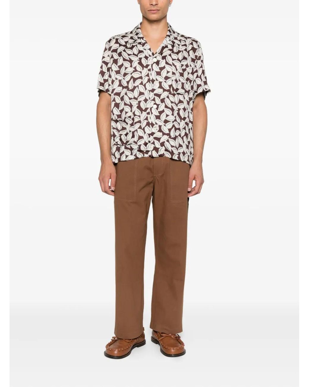 Bode White Leaf-Print Shirt for men