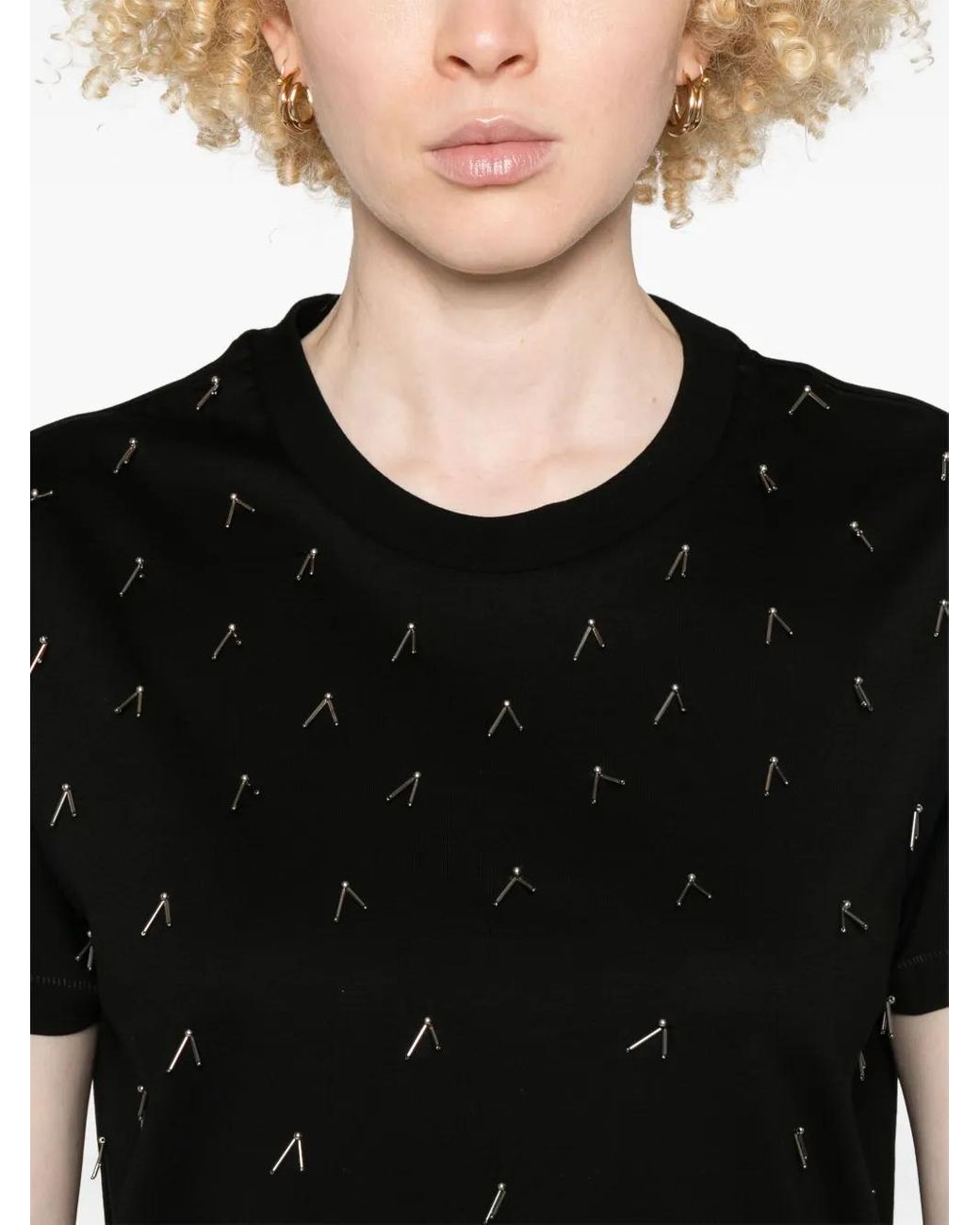 Moncler Black Beaded Cotton T-Shirt
