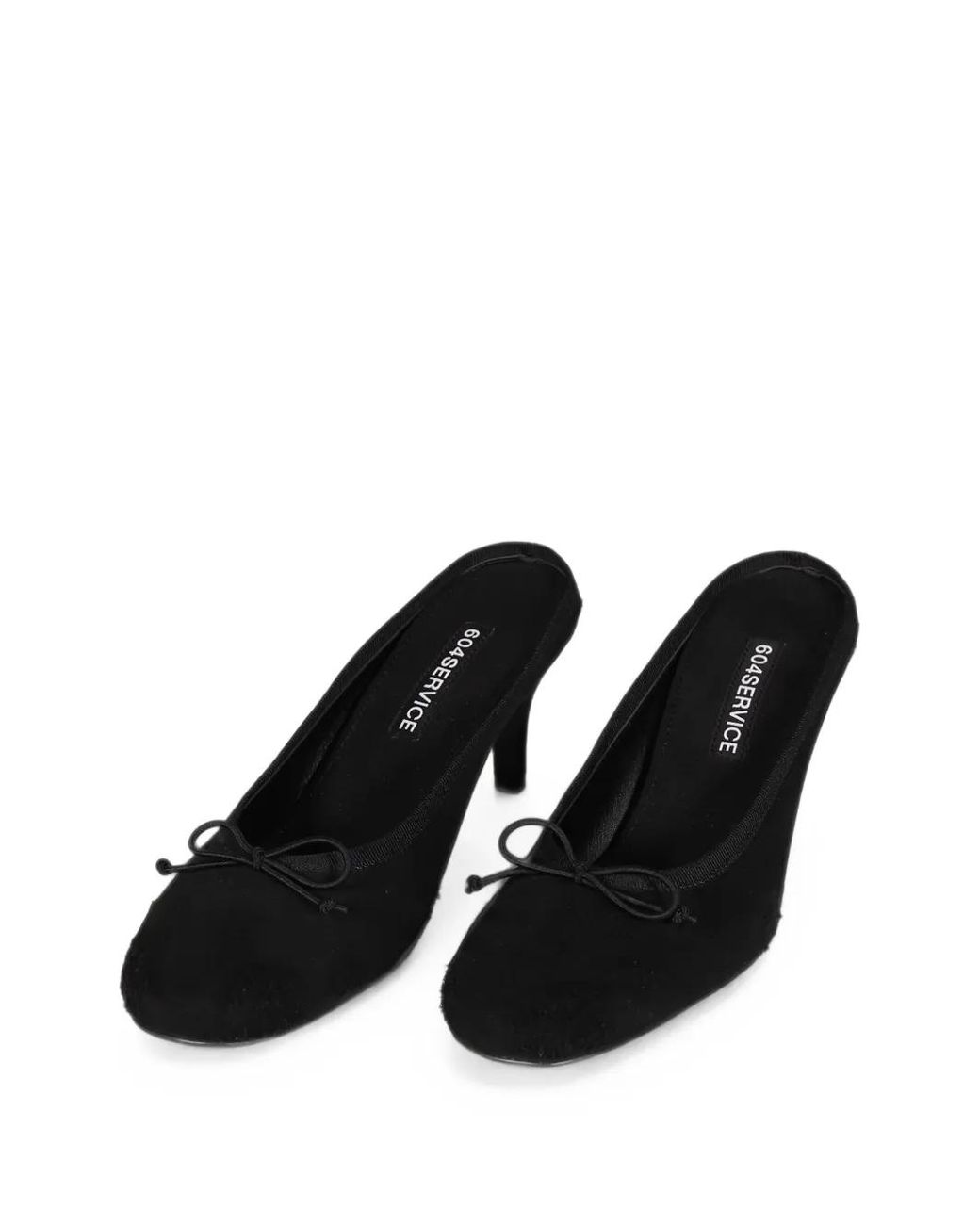 604SERVICE Black Mules Satinées À Talon Et Effet Usé