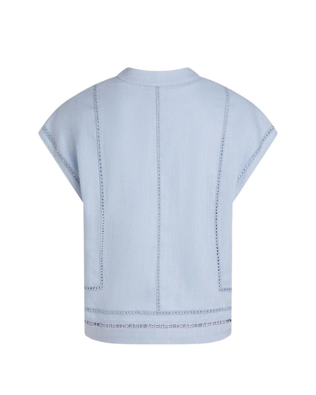 Karl Lagerfeld Blue Embroidered-Detail Blouse
