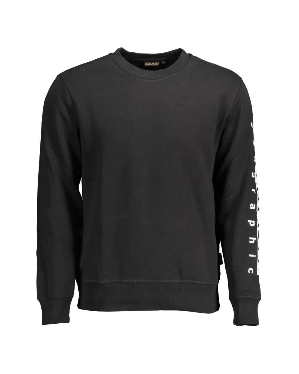 Napapijri Black Graphic-Print Crew-Neck Sweater for men