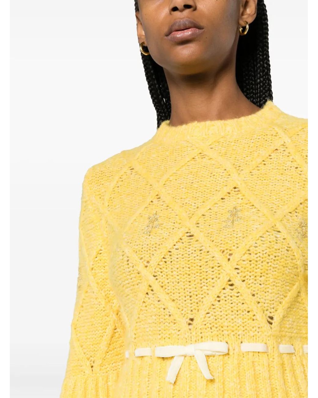 Cormio Yellow Floral-Embroidered Sweater