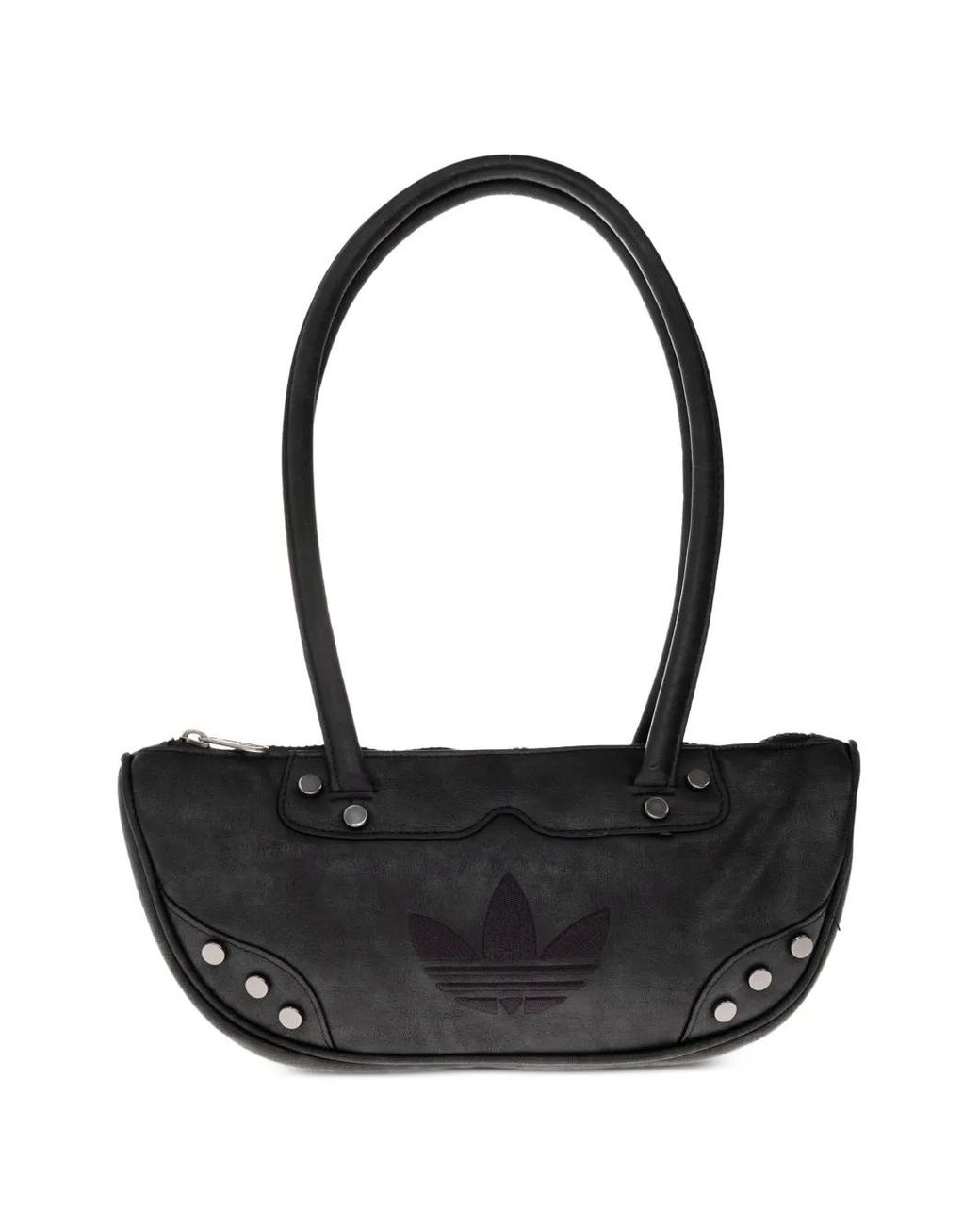 Adidas Black Bowling Logo-Patch Studded Tote Bag