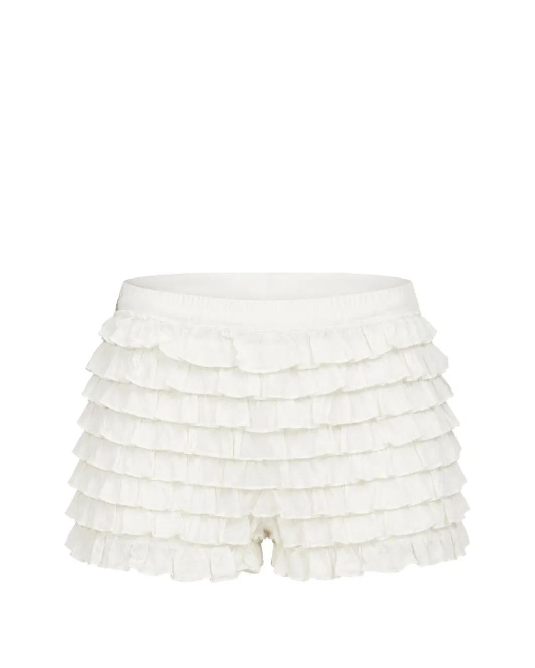 LoveShackFancy White Prudence Ruffled Shorts