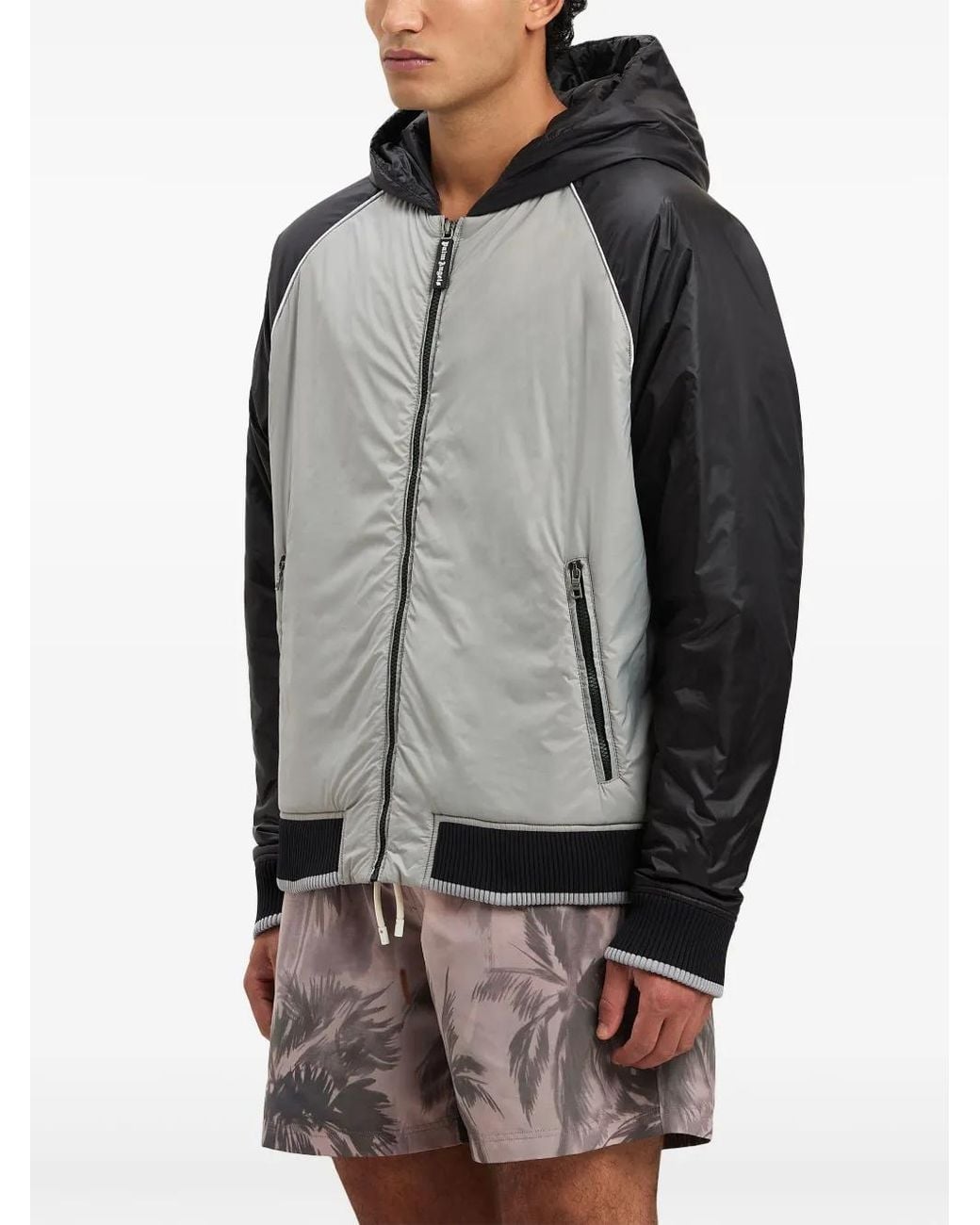 Palm Angels Black Curved-Logo Windbreaker for men