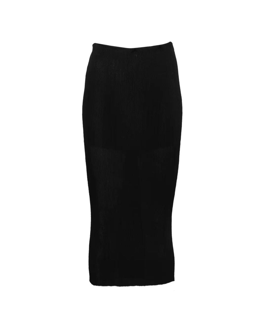 Alberta Ferretti Black Ribbed-Knit Midi Skirt