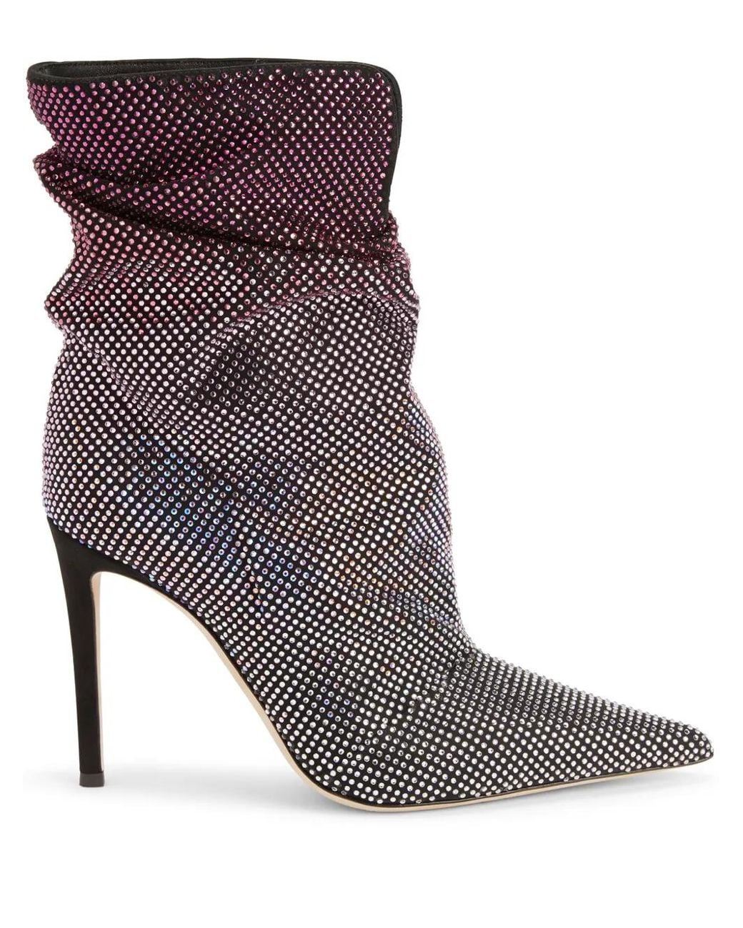 Giuseppe Zanotti Brown 105Mm Yunah Crystal Slouchy Boots