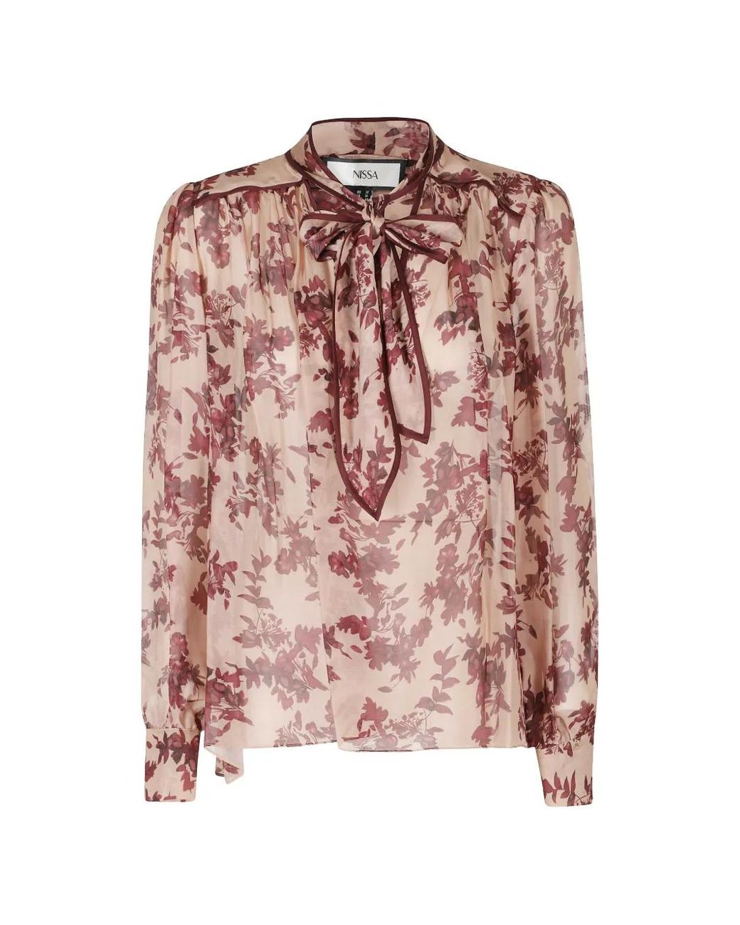 Nissa Pink Silk-Blend Floral-Print Top