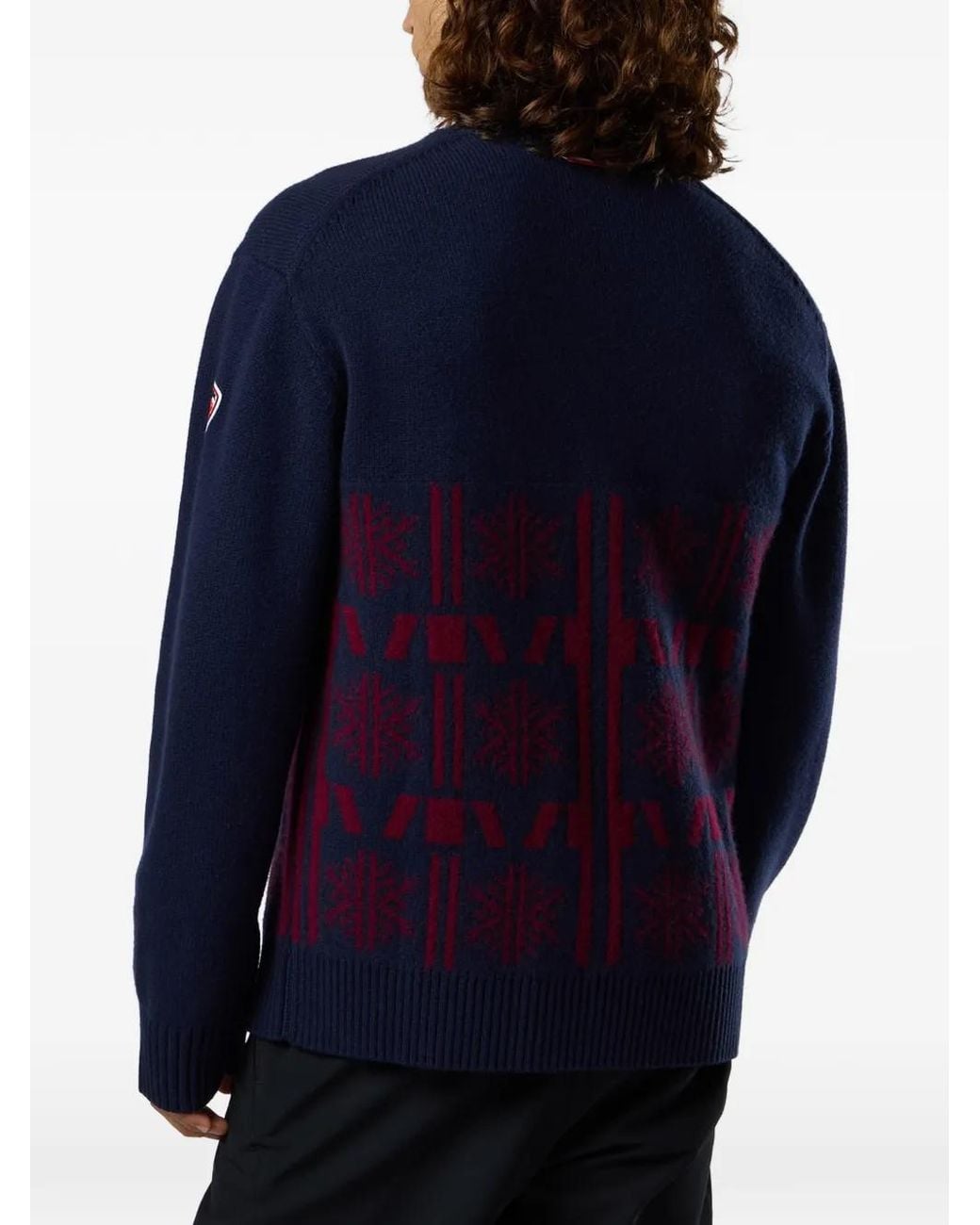 Rossignol Blue Patterned Crew-Neck Sweater for men