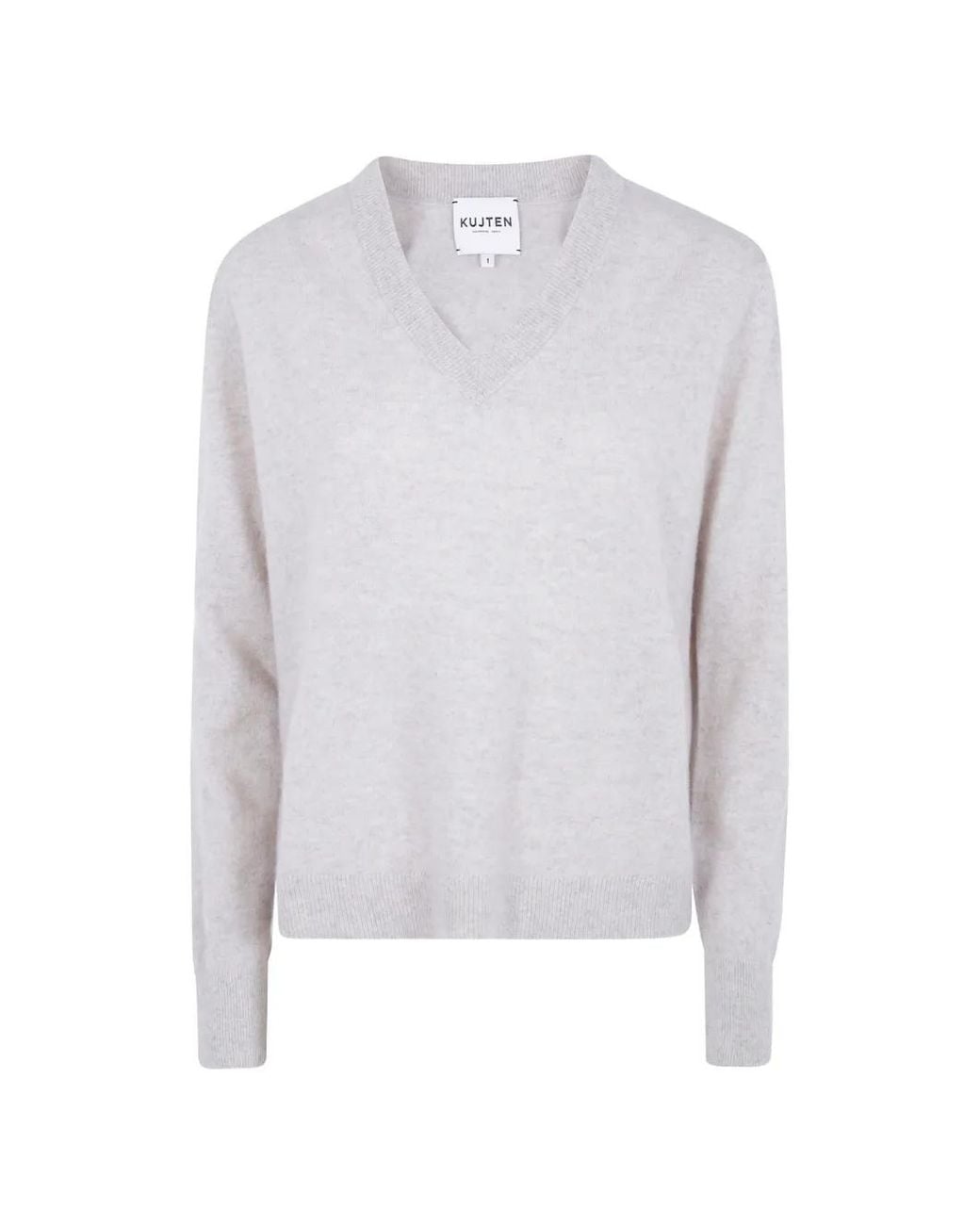 Kujten White V-Neck Cashmere Sweater