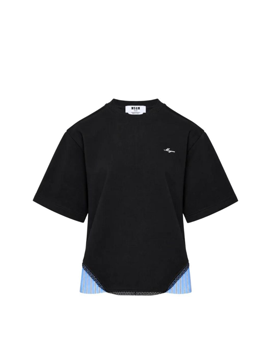 MSGM Black Logo-Embroidered Layered T-Shirt