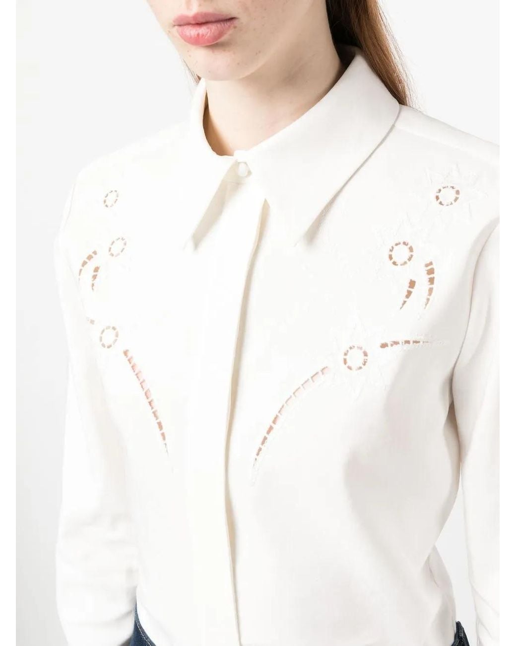 Chloé White Broderie-Anglaise Silk Shirt