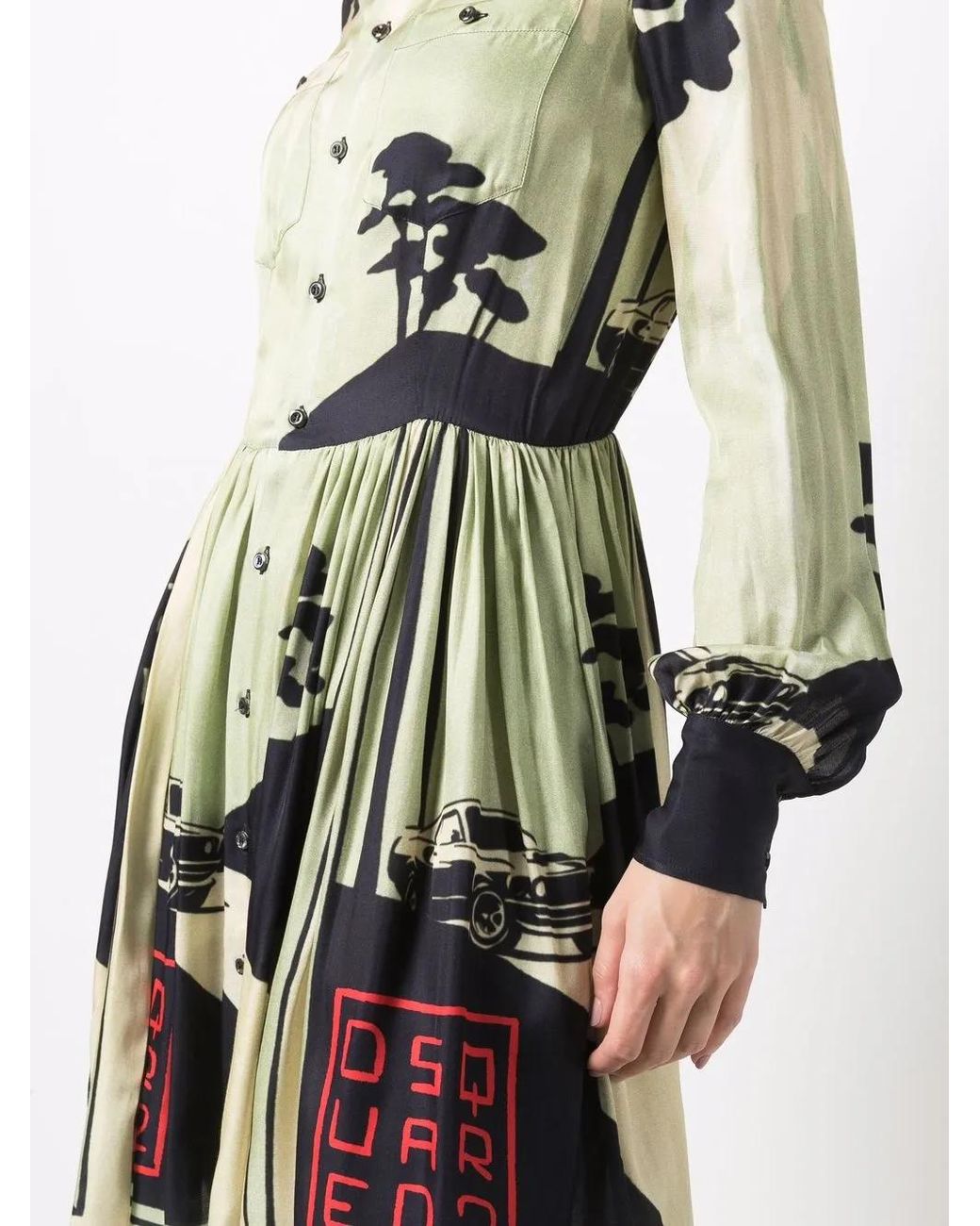 DSquared² White Graphic-Print Shirt Dress