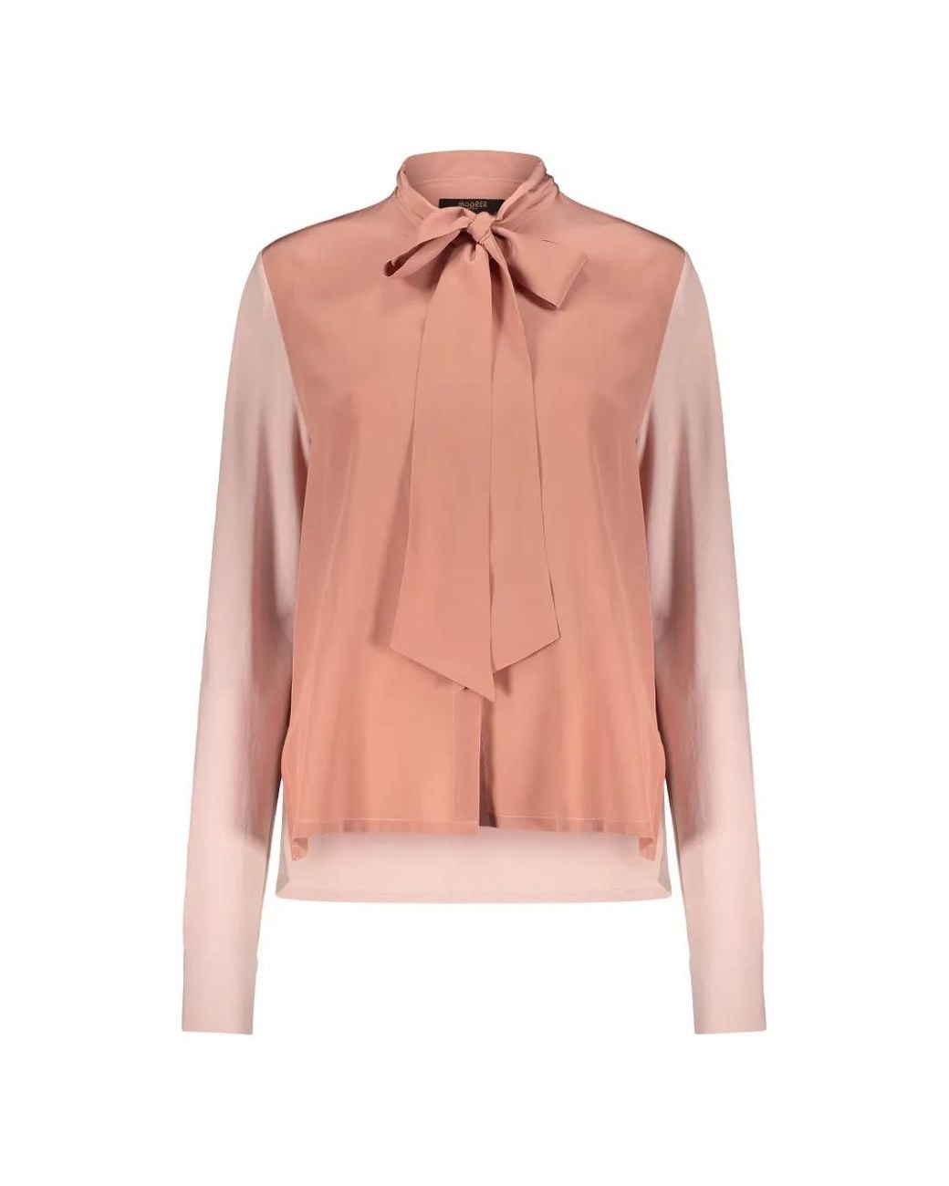 Moorer Pink Pussy-Bow Silk Blouse
