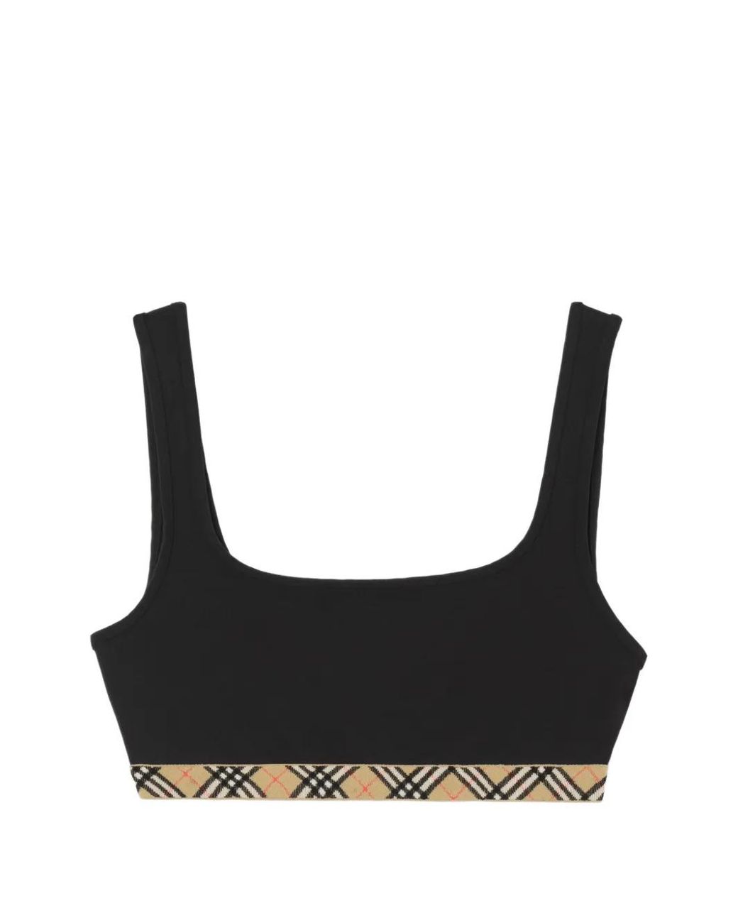 Burberry Black Check Trim Bikini Top