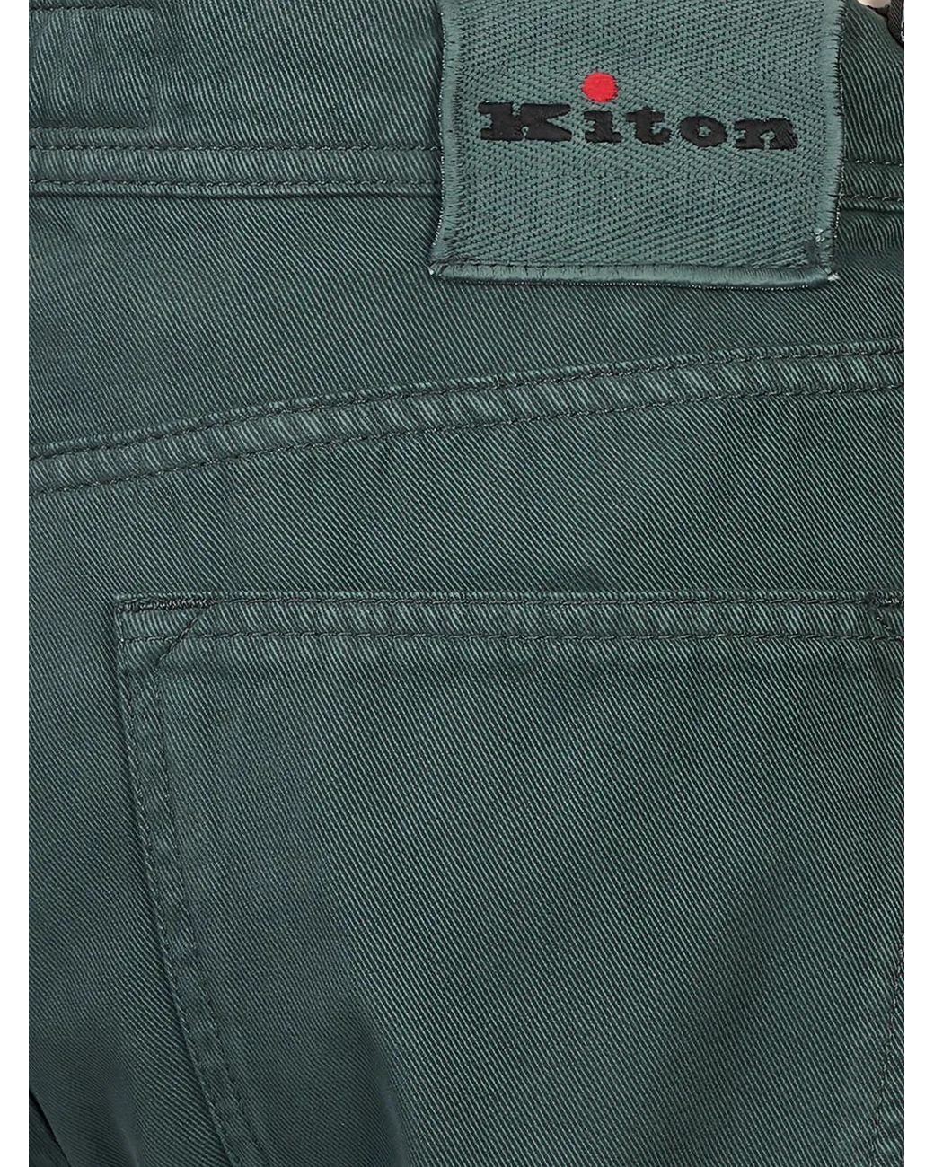 Kiton Green Straight-Leg Logo-Patch Jeans for men