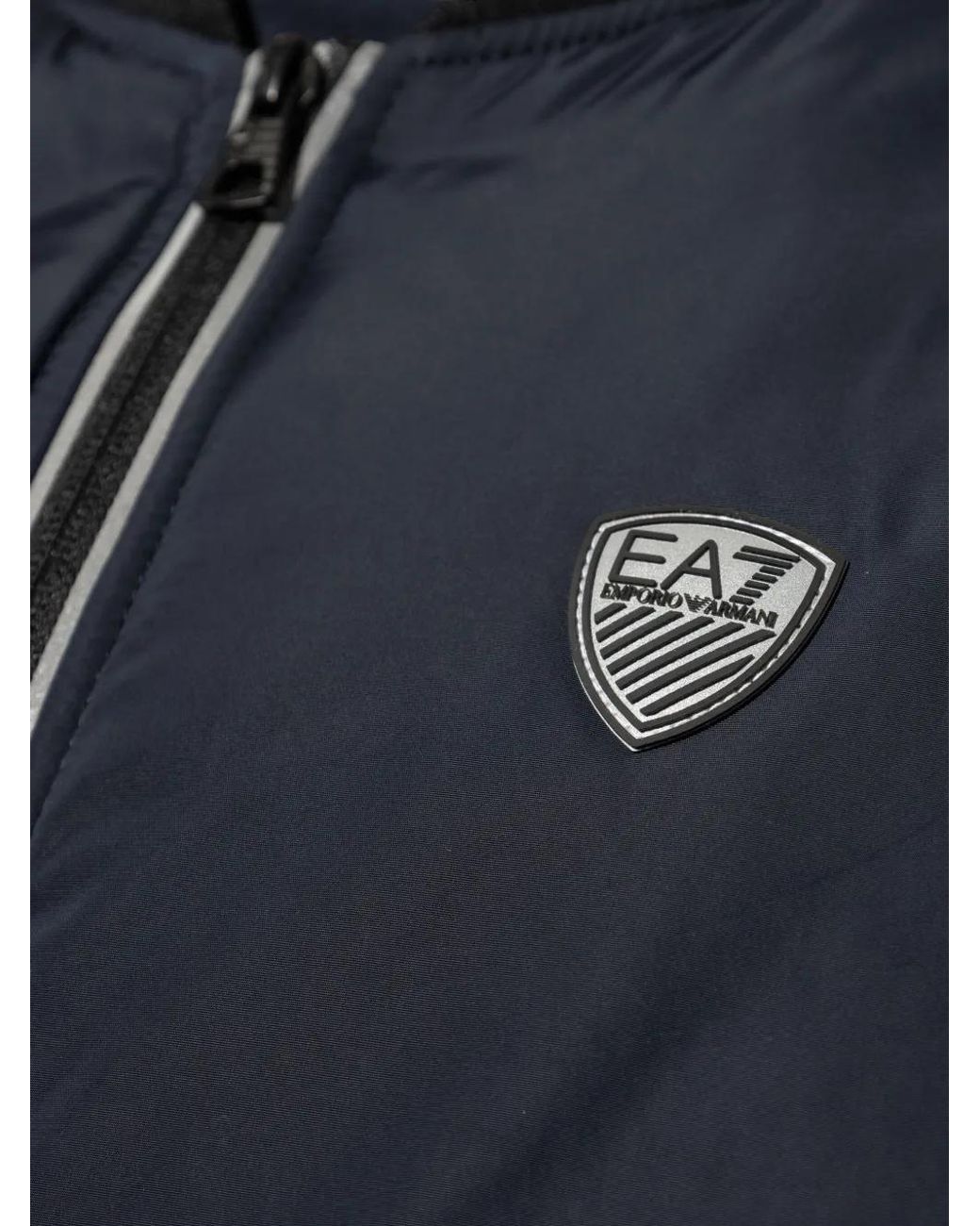 EA7 Blue Logo-Patch Bomber Jacket for men