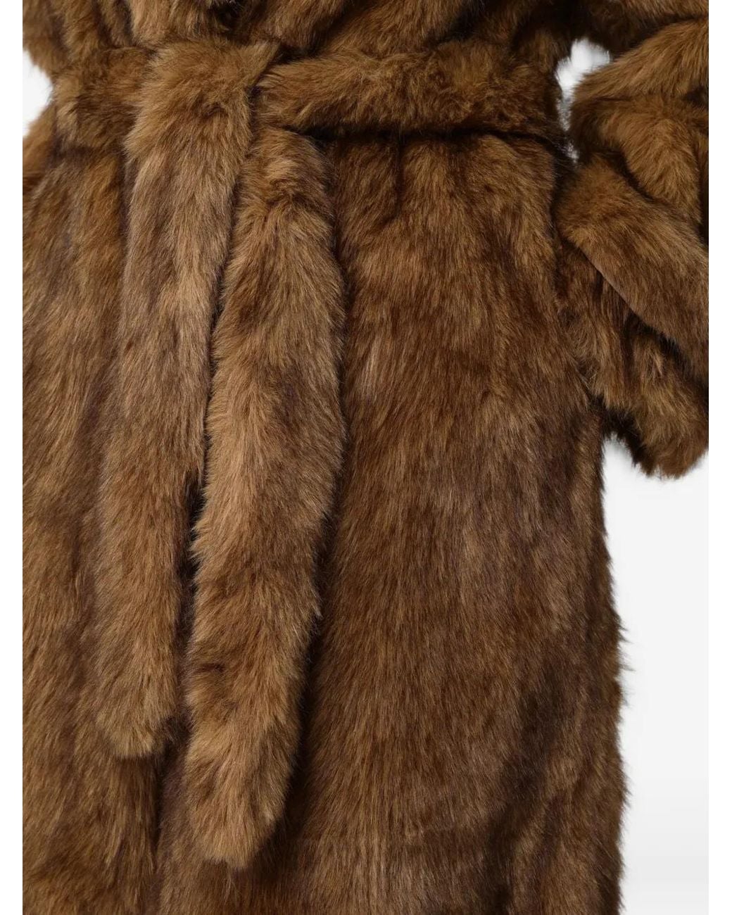 ELEH Brown Faux-Fur Belted Coat