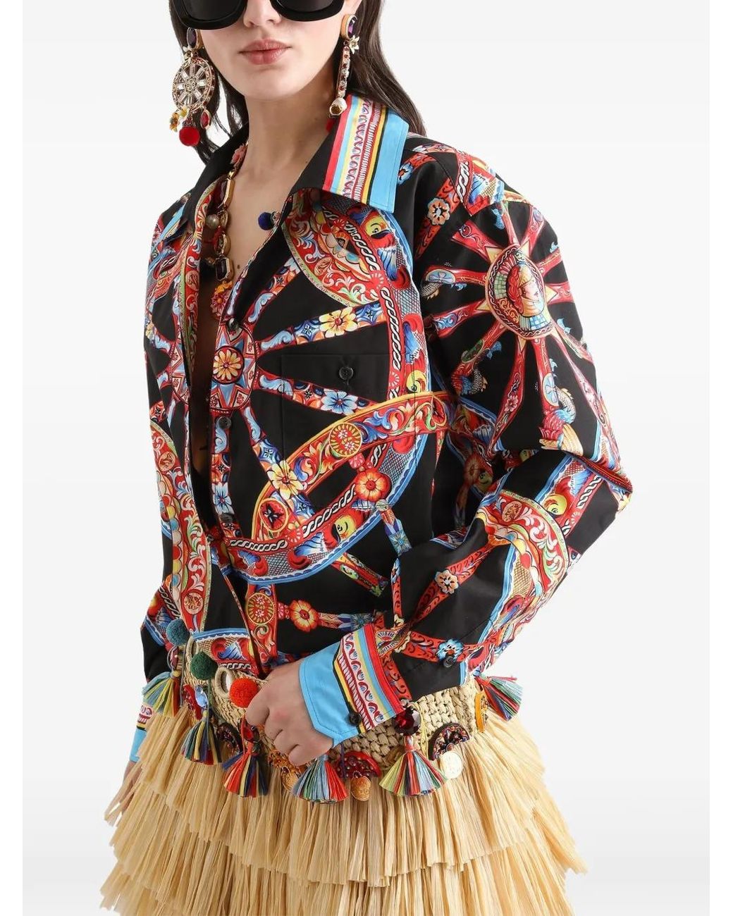 Dolce & Gabbana Black Carretto-Print Poplin Hawaii Shirt