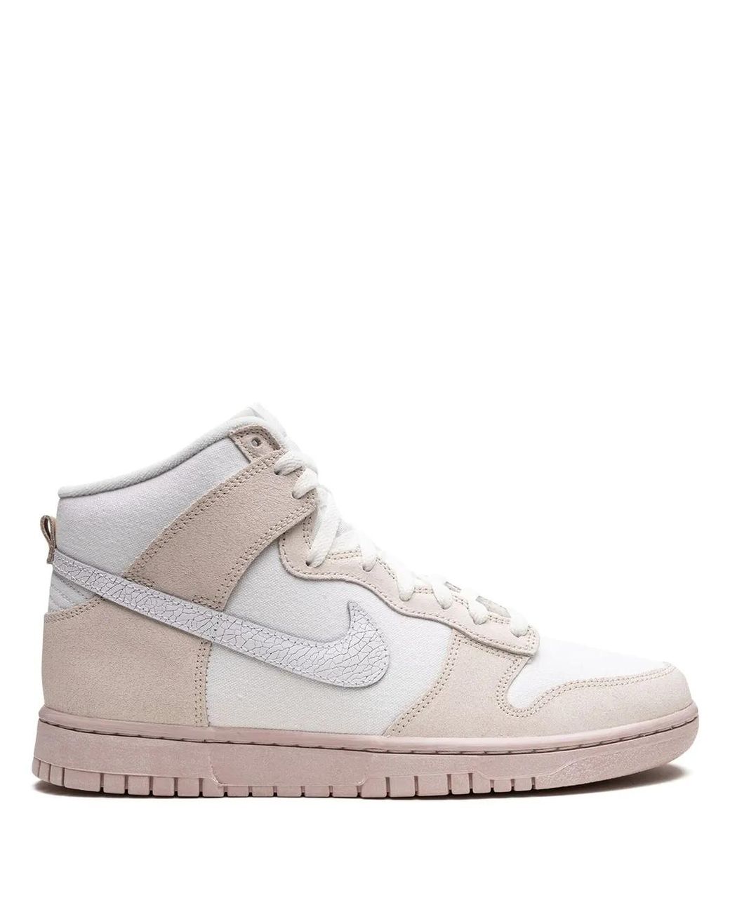 Nike White Dunk High Retro Prm "Cracked Leather Swoosh" Sneakers for men