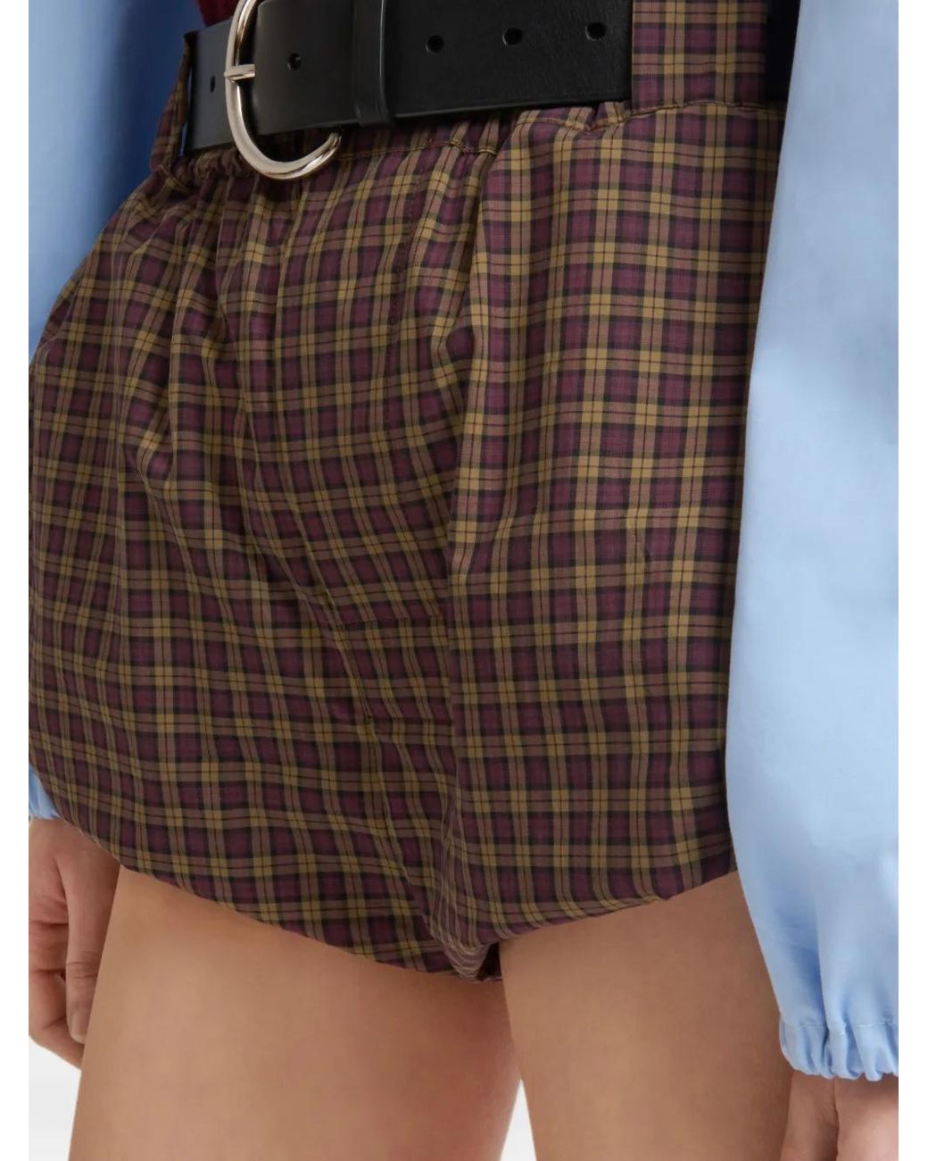Marni Brown Poplin-Bloomers With Checked Pattern
